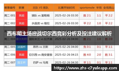 西布朗主场迎战切尔西竞彩分析及投注建议解析
